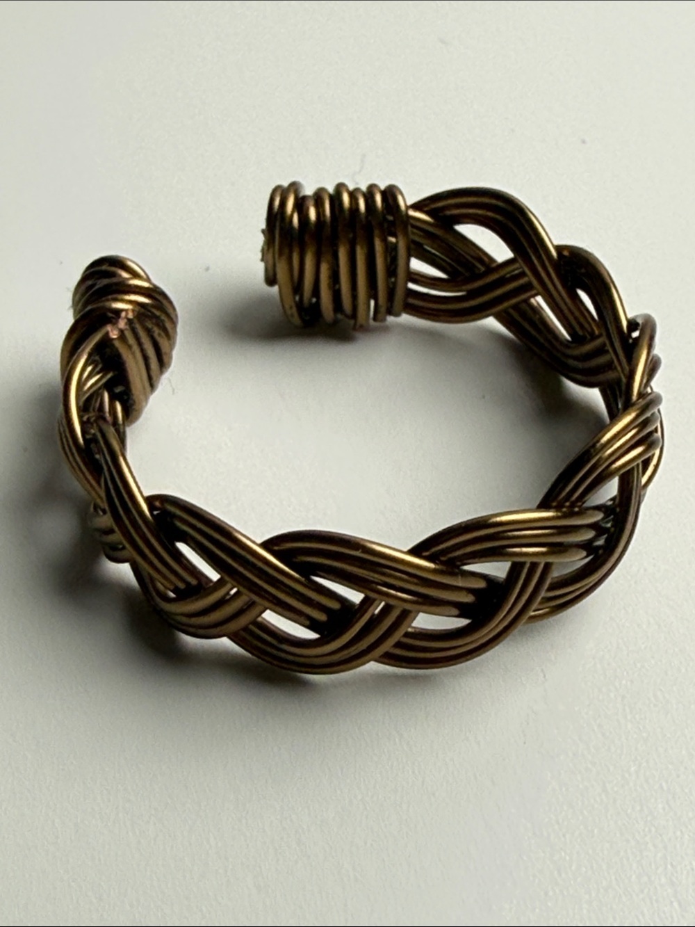 Vintage bohemian Braided Wire Cuff ring- Antique Brass adjustable Tone ring